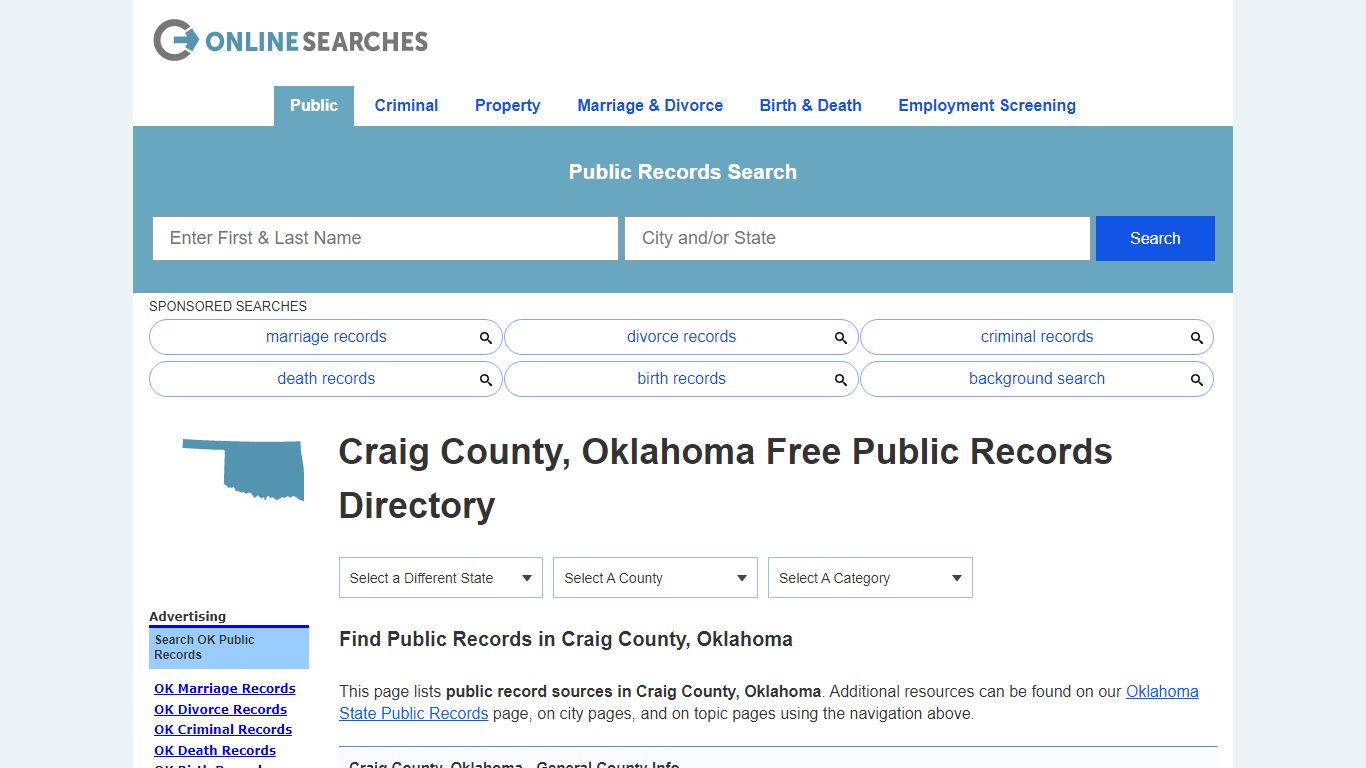 Craig County, Oklahoma Public Records Directory